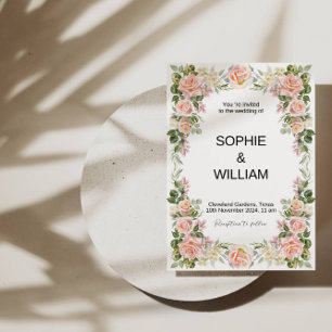Invitation 🌸 Élégant Rose Mariage : Un Romantisme Intemporel