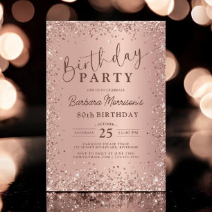 Invitation Elégant Rose métal Parties scintillant or 80e Anni