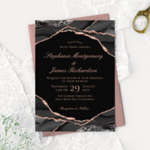 Élégant Rose noir Gold Foil Mariage Agate