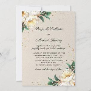 Invitation Élégant Rose or blanc  Floral Mariage