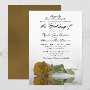 Invitation Élégant Rose or ocre Mariage officiel
