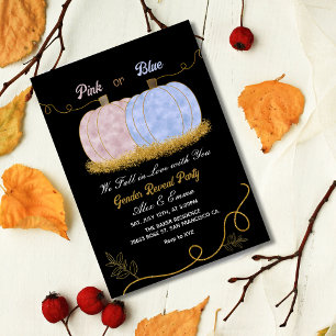 Invitation Élégant rose ou bleu Citrouille révèle le genre
