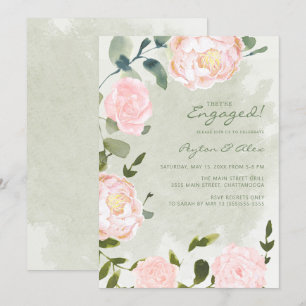 Invitation Élégant rose pâle floral engagement