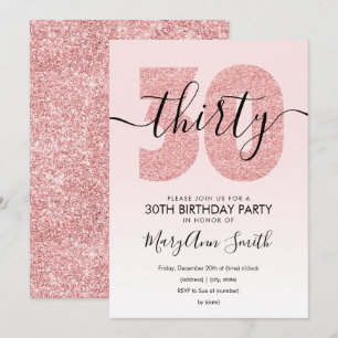 Invitation Elégant Rose Parties scintillant Gold Blush 30e an