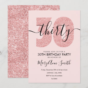 Invitation Elégant Rose Parties scintillant Gold Blush 30e an