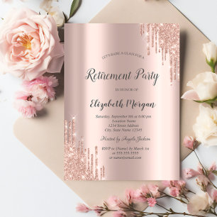 Invitation Élégant Rose Parties scintillant or Drives retrait