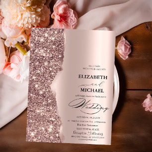 Invitation Élégant Rose Parties scintillant or Mariage de scr