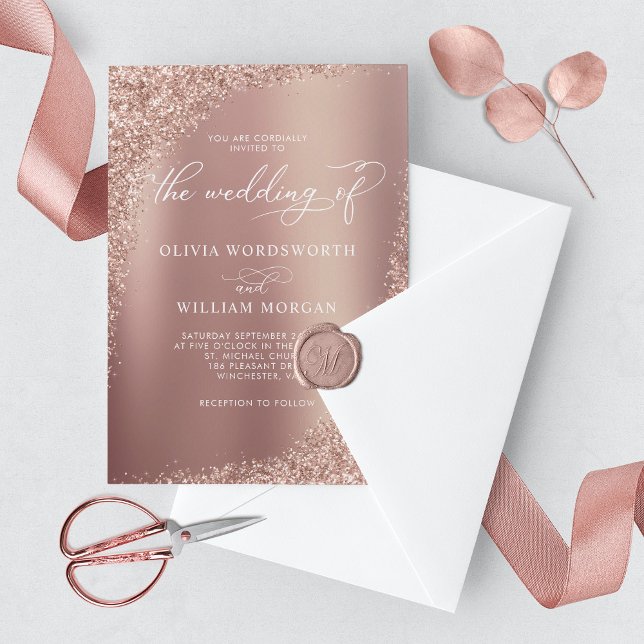 Invitation Élégant Rose Parties scintillant or Mariage de scr (Créateur téléchargé)