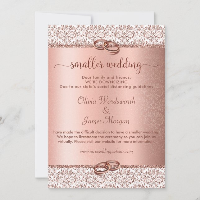 Invitation Élégant Rose Parties scintillant or Monogramme Mar (Devant)