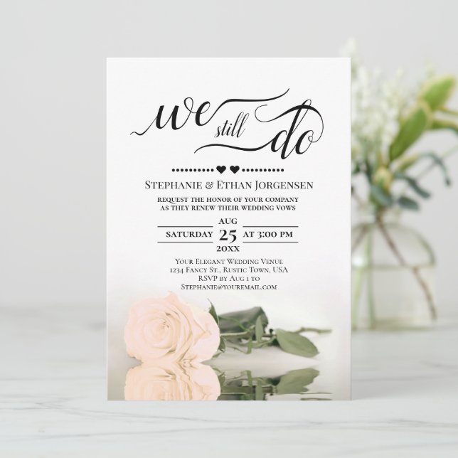 Invitation Elégant Rose Peach Nous Faisons Toujours Mariage V (Debout devant)
