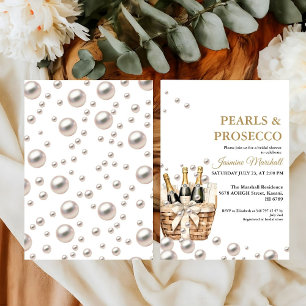 Invitation Elégant Rose perles d'or et Fête des mariées de po