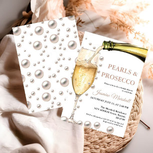 Invitation Elégant Rose perles d'or et Fête des mariées de po