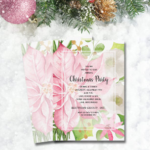 Invitation Élégant rose Poinsettia Floral Noël