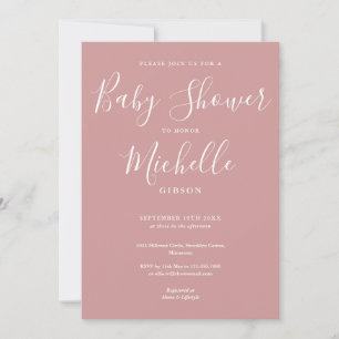 Invitation Elégant Rose rose Baby shower fille