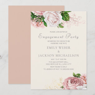 Invitation Élégant Rose Rose Floral Cream Party