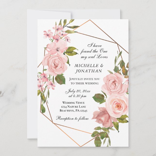 Invitation Élégant rose rose rose rose rose Roses Floral Mari (Devant)