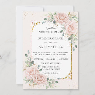 Invitation Elégant rose rose rose rose rose Roses Floral Mari