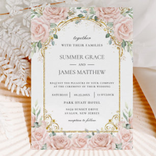 Invitation Élégant rose rose rose rose rose Roses Floral Mari