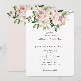 Invitation Élégant rose rose rose rose rose Roses Mariage flo