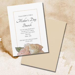Invitation Elégant rose Roses Floral Fête des Mères Brunch