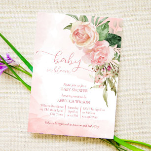 Invitation Élégant rose rousse roses bébé dans le baby shower