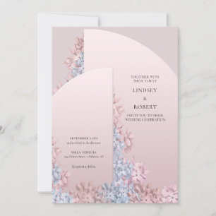 Invitation Élégant rose roux bleu poussiéreux mariage 
