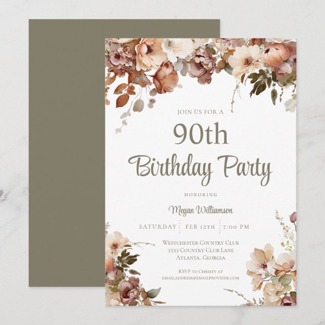 Invitation Elégant rose Sage Vert Surprise 50e anniversaire (Devant / Derrière)