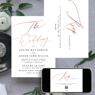 Invitation Elégant Rose simple Gold avec Mariage de code Rsvp