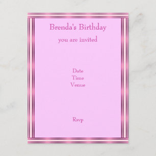 Invitation Elegant Rose Stripe Horizontale