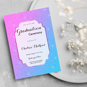 Invitation Élégant rose turquoise ombre parties scintillant l