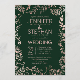 Invitation Élégant Rose vert Gold Floral Mariage