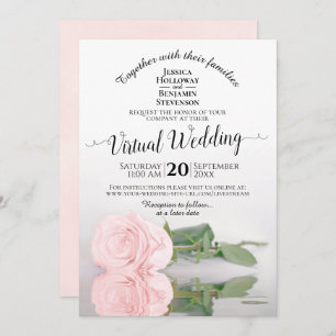 Invitation Élégant rose vif reflétant le Mariage virtuel Rose