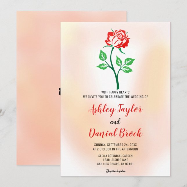 Invitation Elégant rose vif rose boho Mariage de fleurs boho (Devant / Derrière)