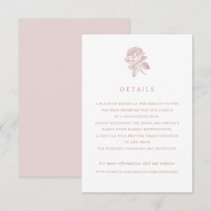 Invitation Elégant Rose Vintage Détails Mariage