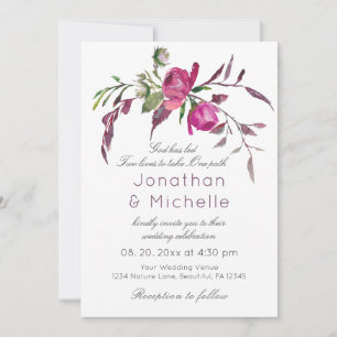 Invitation Élégant rose violet Floral Mariage chrétien