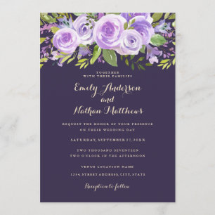 Invitation Élégant Rose violet Lavender Mariage floral
