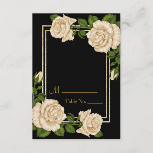 Invitation Elégant Roses ivoire & Parties scintillant or Numé