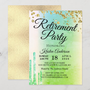 Invitation Elégant Rosy Sparkly Parties scintillant Retraite
