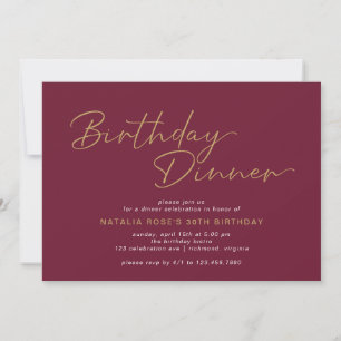 Invitation Élégant rouge bordeaux Maroon Gold Anniversaire