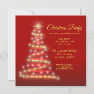 Invitation Élégant Rouge or rouge Noël
