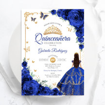 Elégant Royal Bleu Rose or Quinceanera