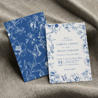 Elégant Royal Blue Floral Garden Mariage