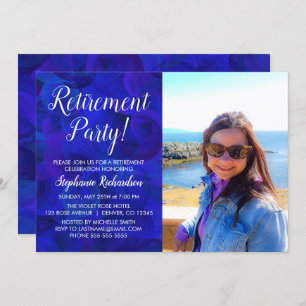 Invitation Élégant Royal Blue Photo Parti de retraite