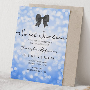 Invitation Elegant Ruban & Lumières Sweet Seize Bleu Nuit