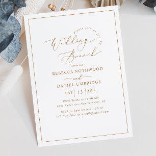 Invitation Elégant Rustic Gold Script Mariage Brunch