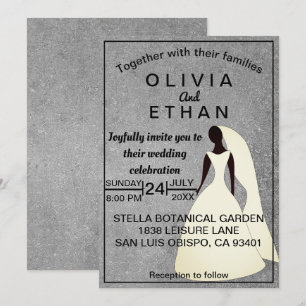 Invitation Elégant Rustic Grey Concrete Bride Chic Mariage