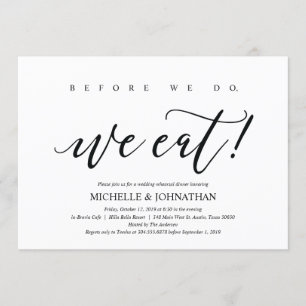 Invitation Élégant Rustic Mariage Dîner de répétition Invitat