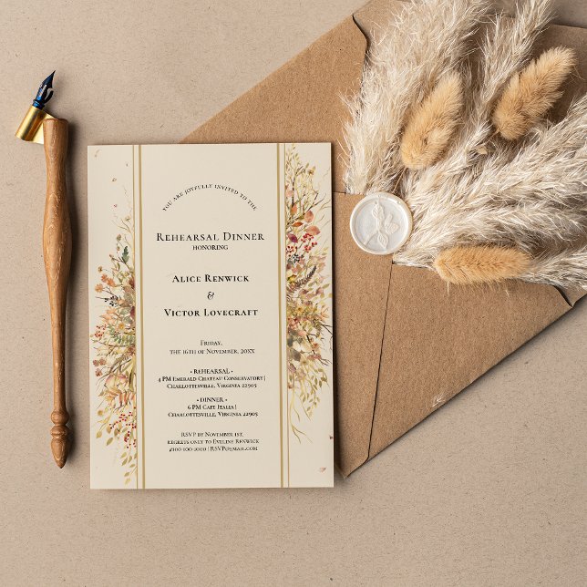 Invitation Élégant Rustique Automne Beige Mariage Dîner de ré (Créateur téléchargé)