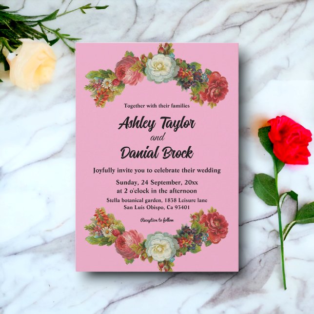 Invitation Élégant Rustique Blush rose Mariage Floral été (Créateur téléchargé)