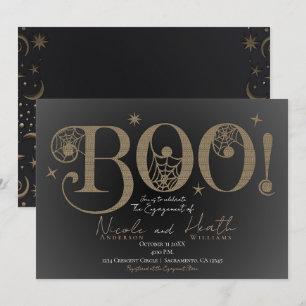 Invitation Élégant Rustique BOO Magique Halloween Fiançailles